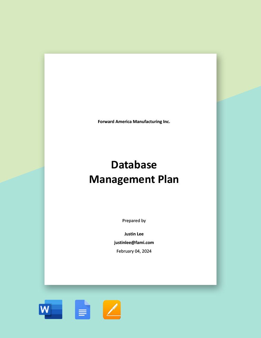 Sample Data Management Plan Template
