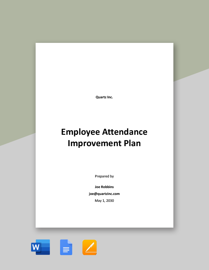 Employee Attendance Improvement Plan Template