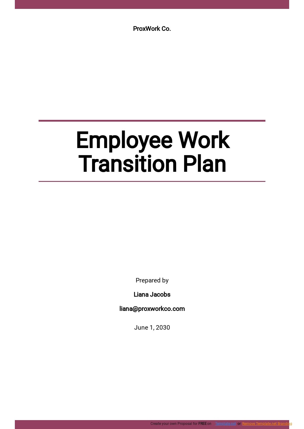Employee Work Transition Plan Template