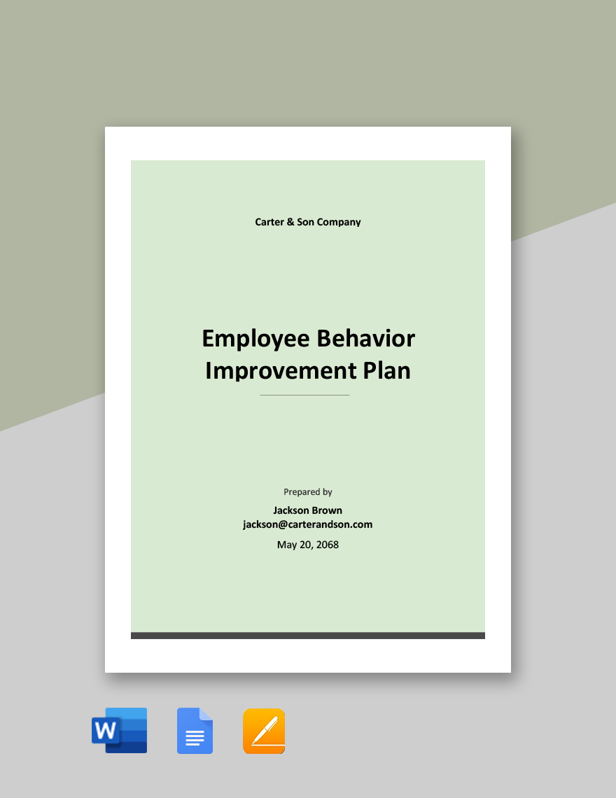 Employee Behavior Improvement Plan Template