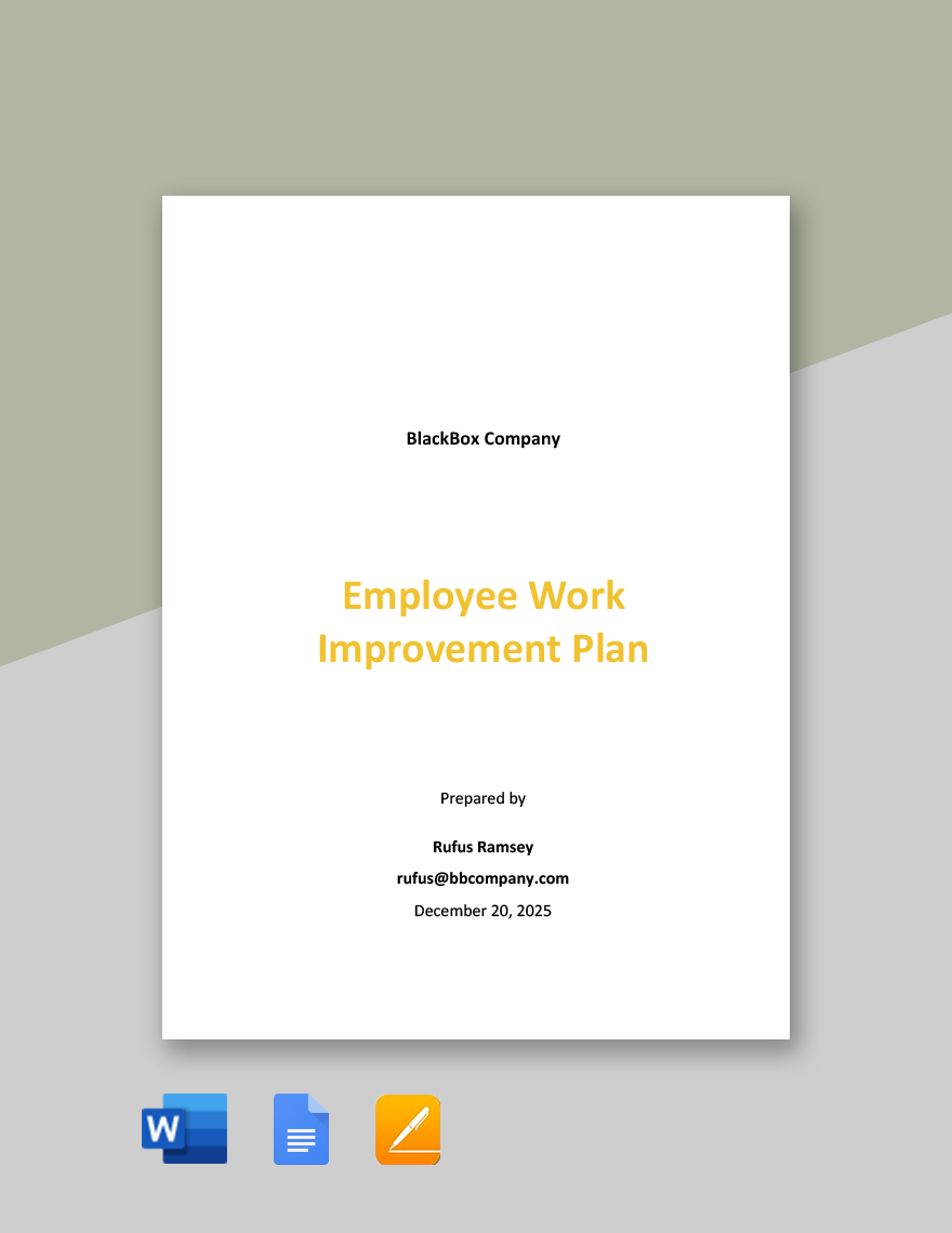 Employee Work Improvement Plan Template