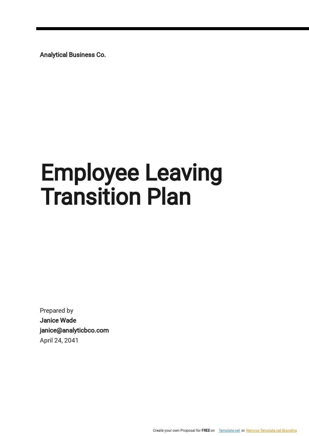 Free Employee Leaving Transition Plan Template