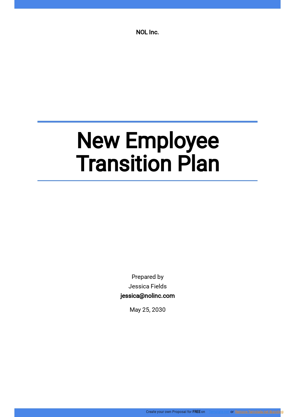 Employee Work Transition Plan Template Google Docs Word Apple Pages 