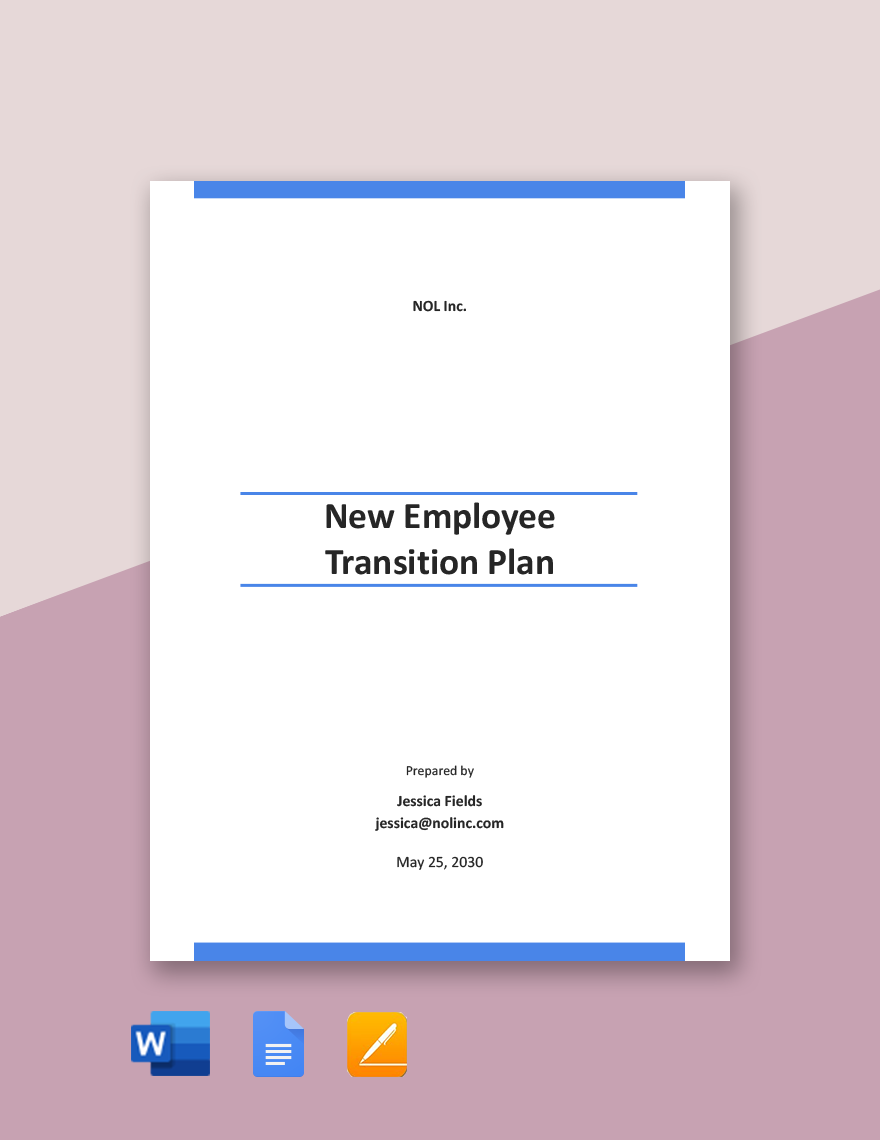 New Employee Transition Plan Template