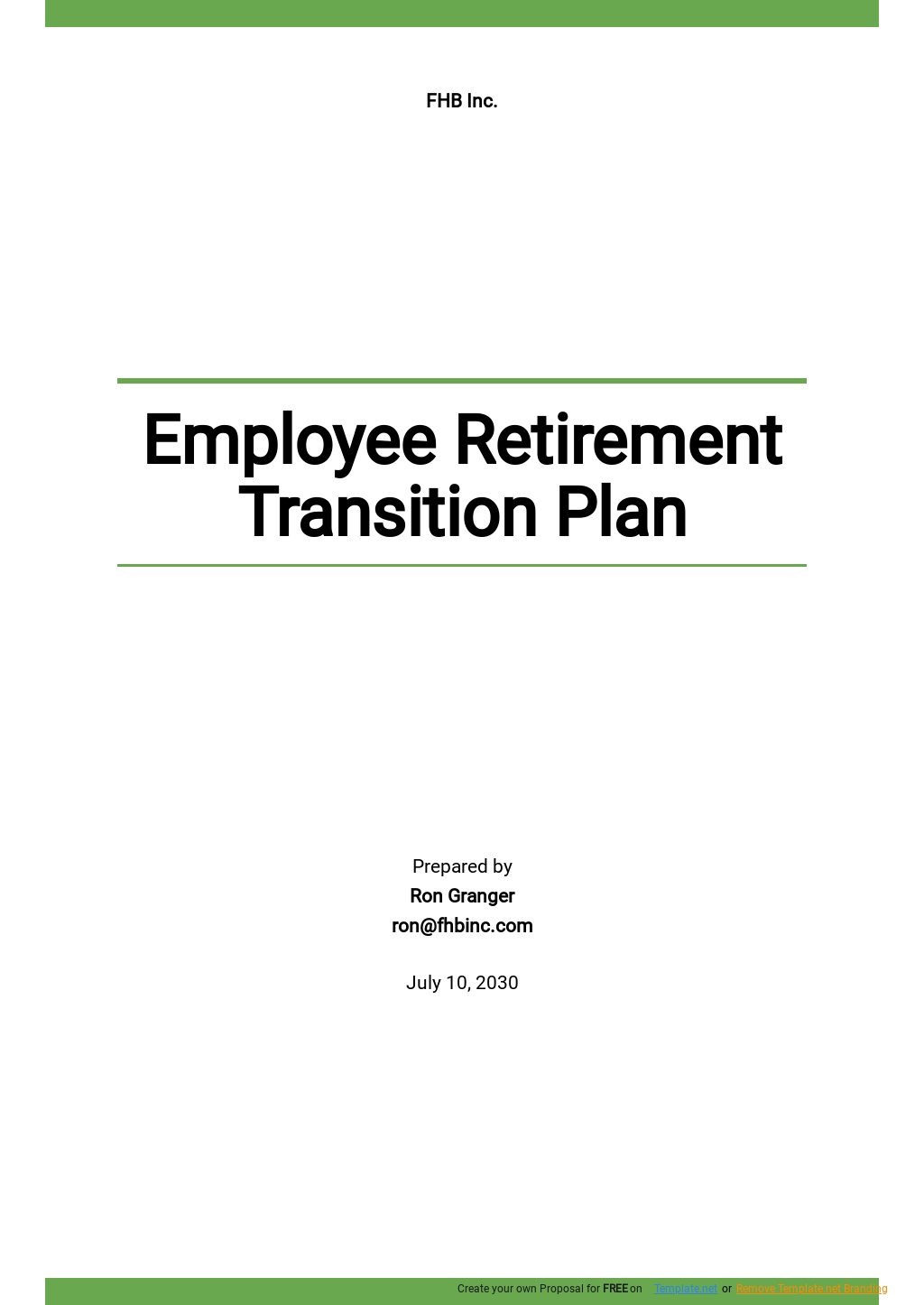 Employee Retirement Transition Plan Template