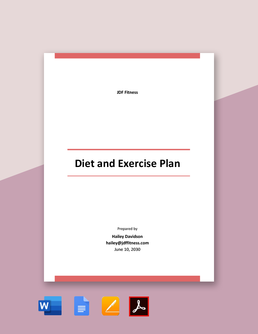 Free Simple Diet and Exercise Plan Template