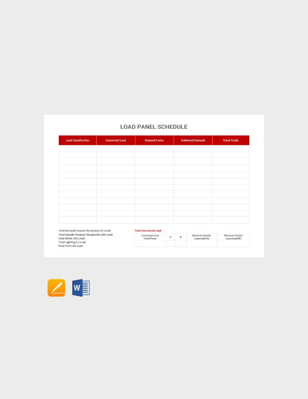 Free Electrical Panel Schedule Template Pdf Word Doc Apple Mac Pages Google Docs