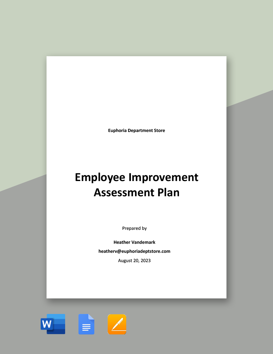Sample Employee Improvement Plan Template