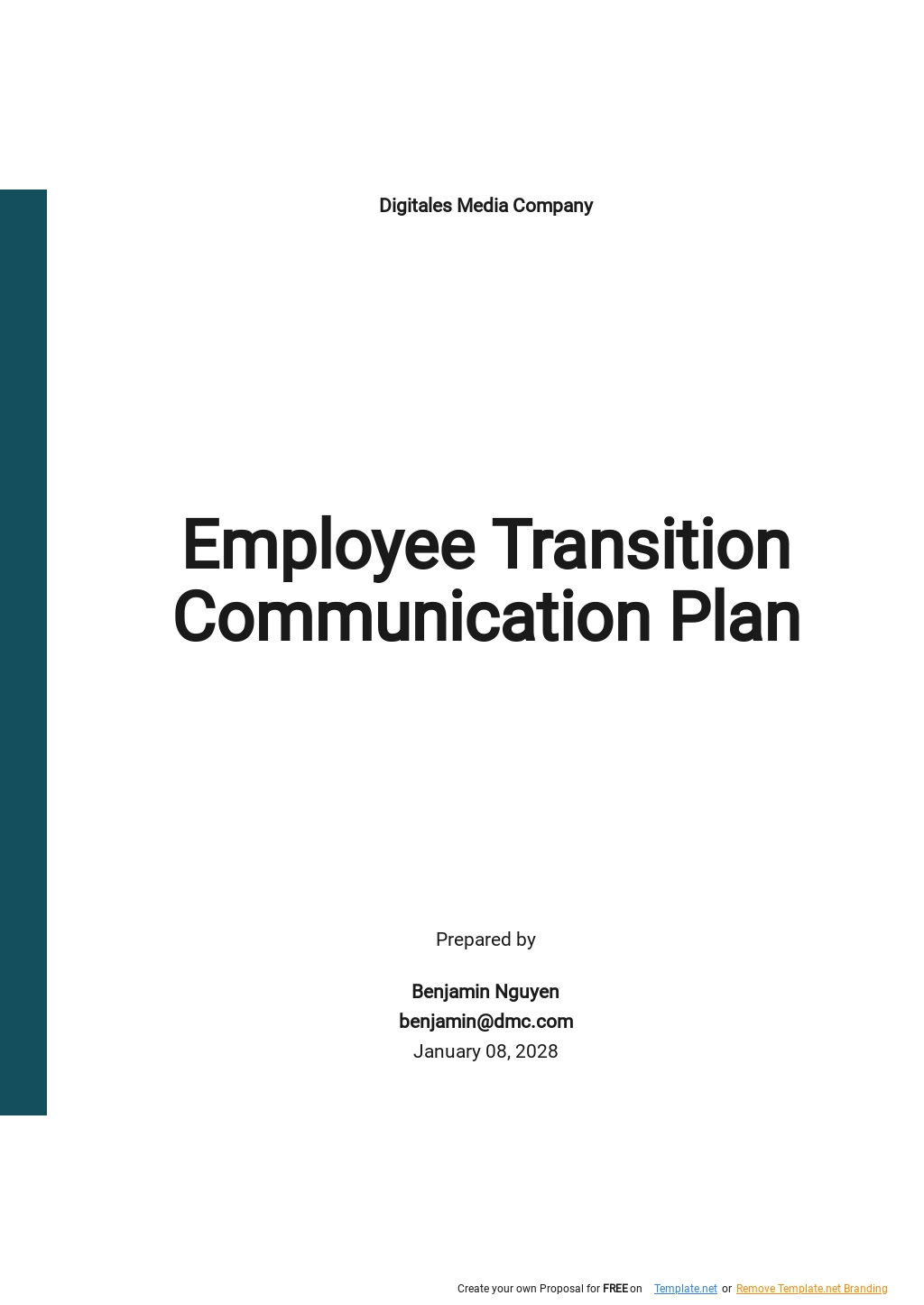 Employee Transition Communication Plan Template