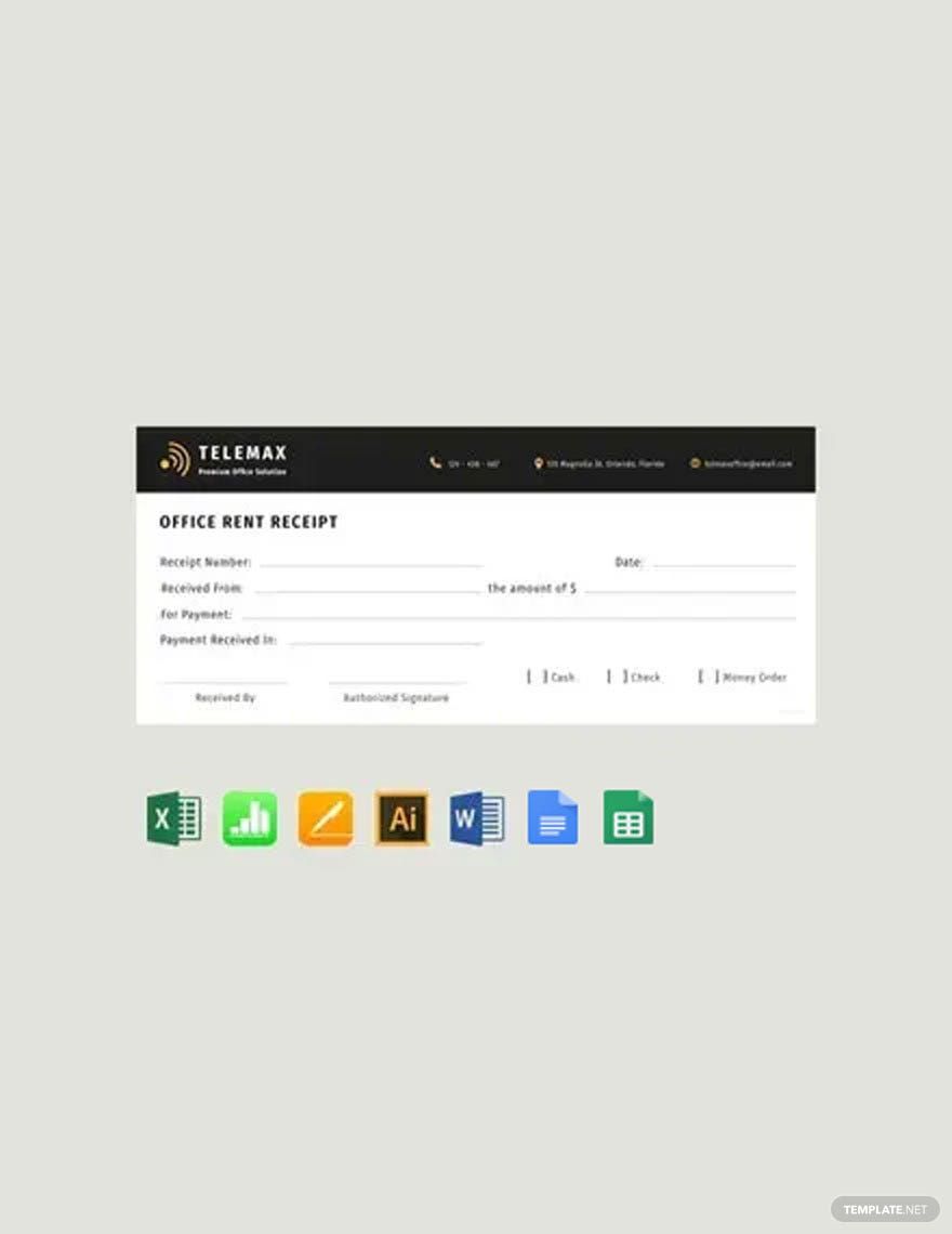 Office Rent Receipt Template Download In Word Google Docs Excel Google Sheets Illustrator