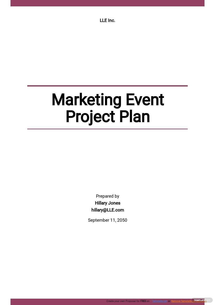 Marketing Event Project Plan Template