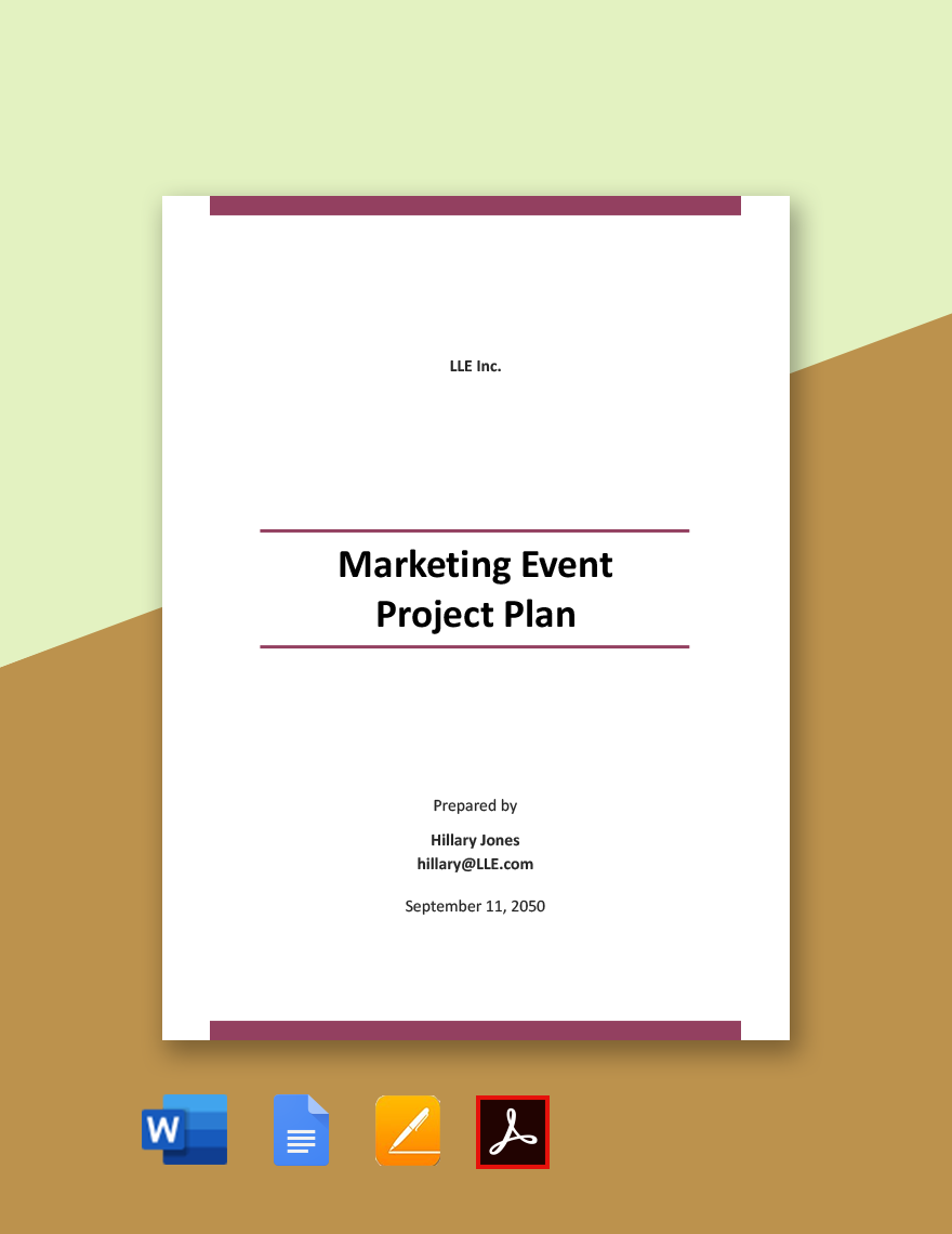 Marketing Event Project Plan Template in Word, Google Docs, PDF, Apple Pages