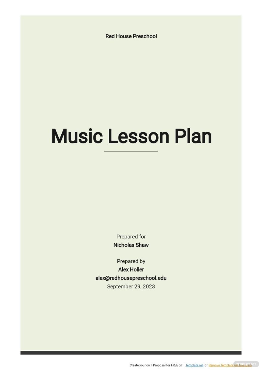Free Sample Music Lesson Plan Template
