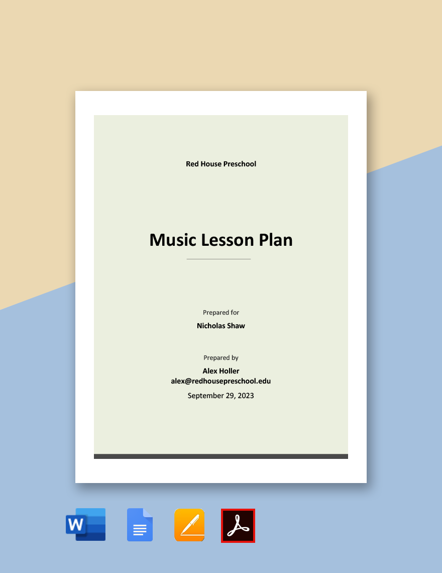 Sample Music Lesson Plan Template