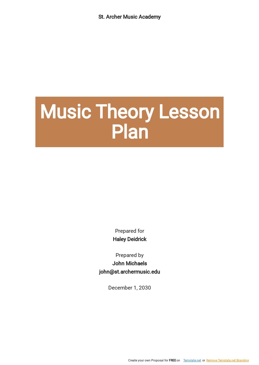 Music Theory Lesson Plan Template