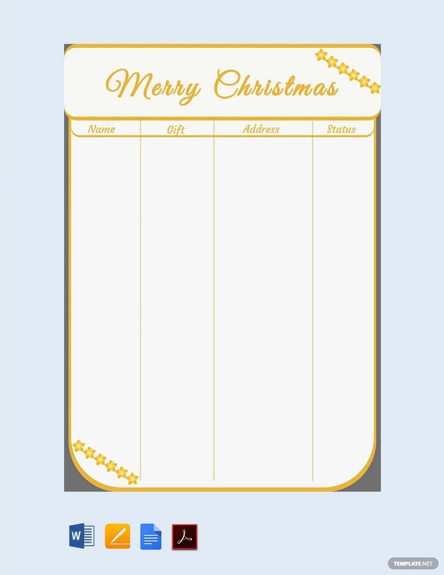 Christmas Wish List Template Google Docs, Word