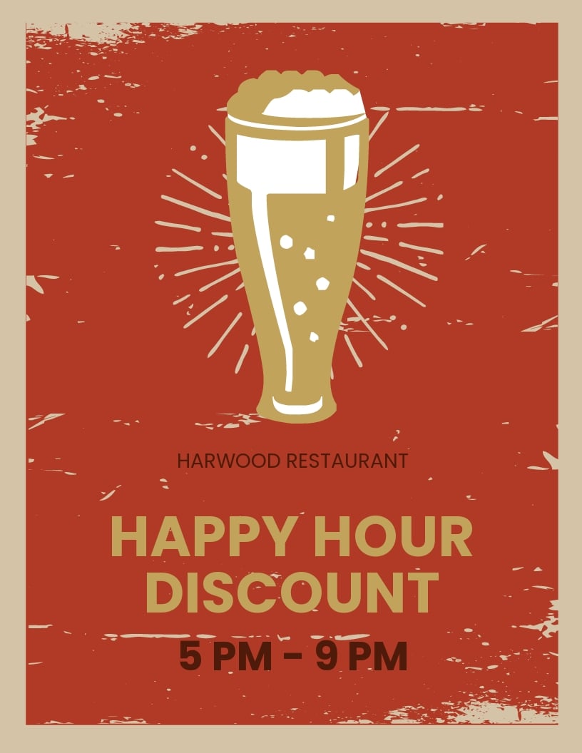Free Vintage Happy Hour Flyer Template