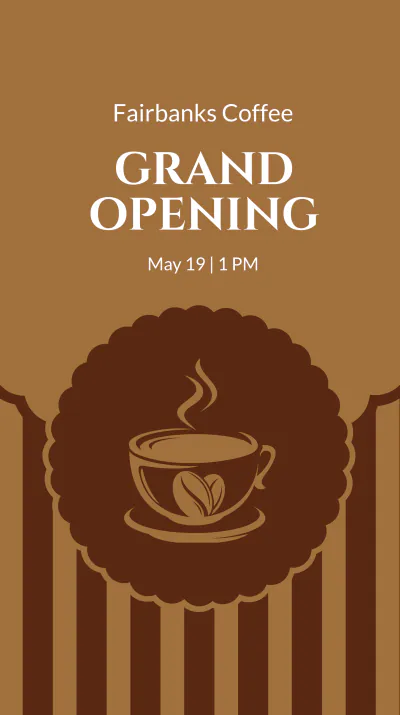 Free Coffee Shop Grand Opening Instagram Story Template to Edit Online