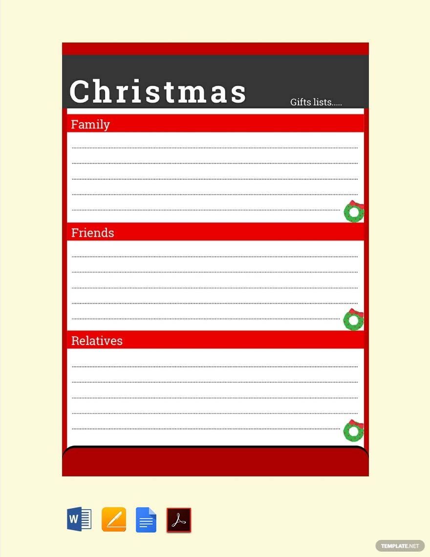 christmas wish list template microsoft word