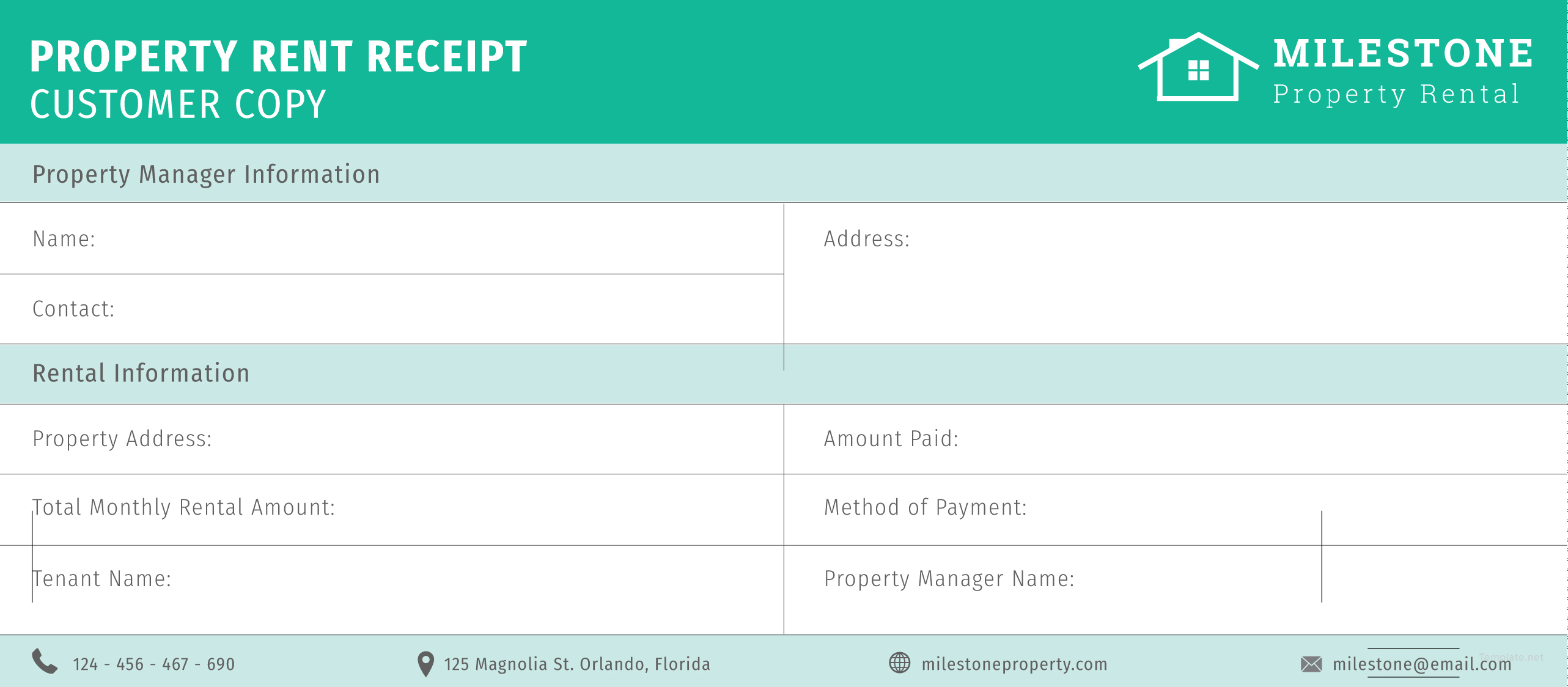 Rental Property Receipt Template