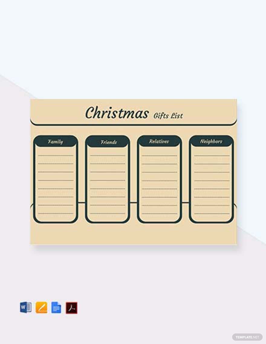 Editable Christmas Gift List Template