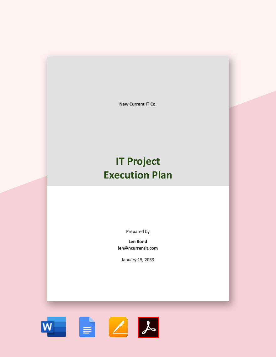 IT Project Execution Plan Template in Word, Google Docs, PDF, Apple Pages
