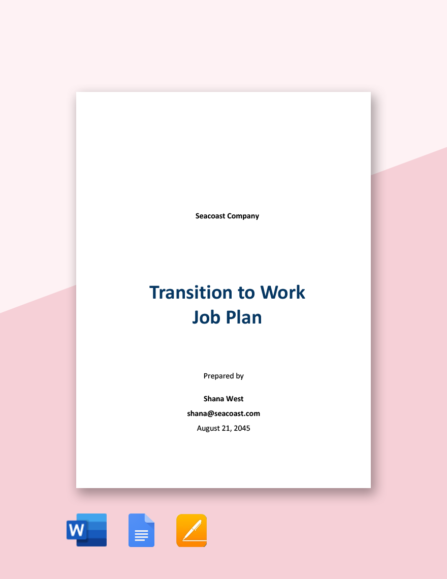 Transition to Work Job Plan Template