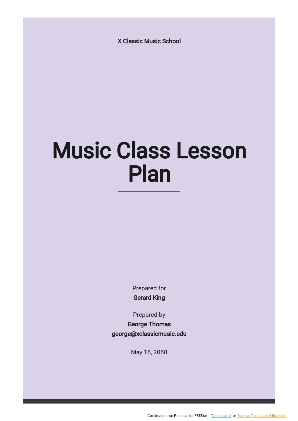 Free Music Class Lesson Plan Template
