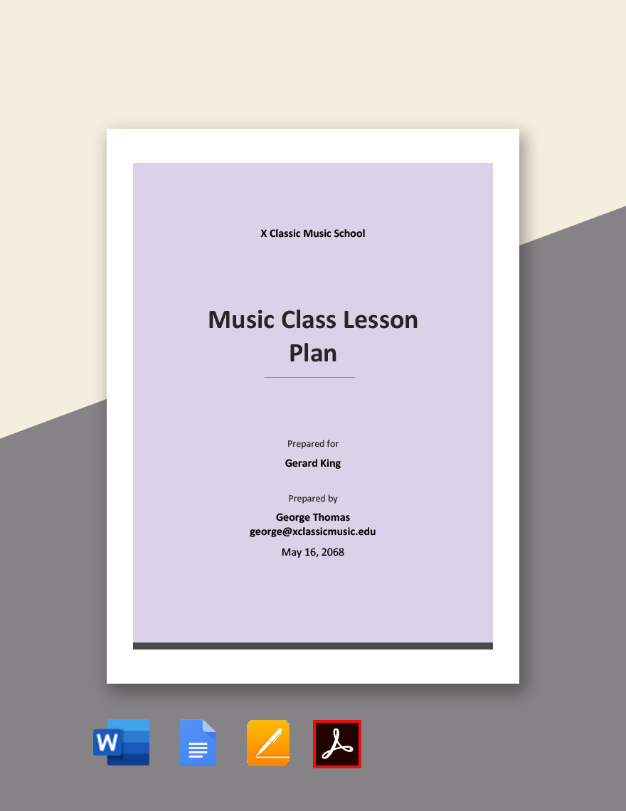 Music Class Lesson Plan Template