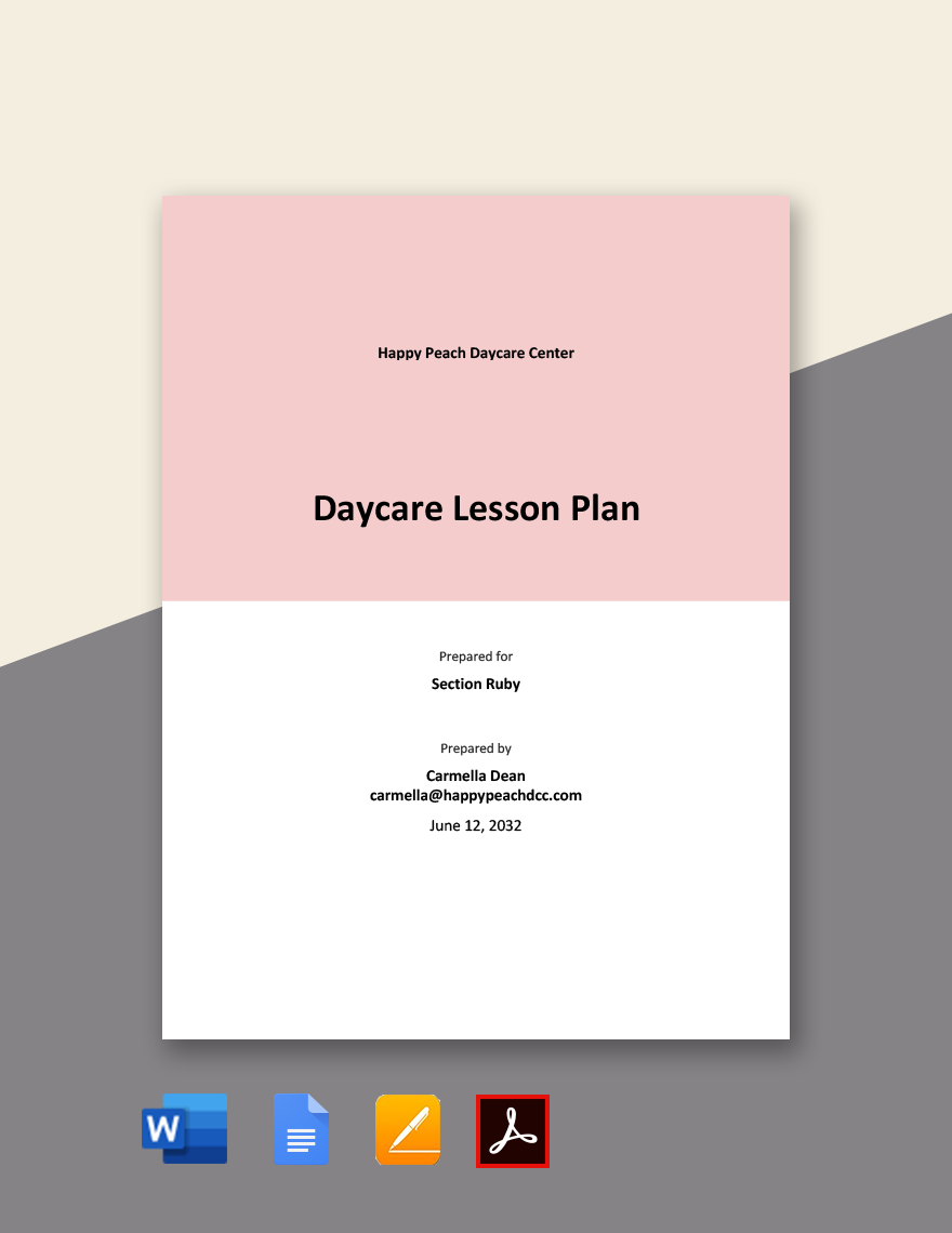 Blank Daycare Lesson Plan Template