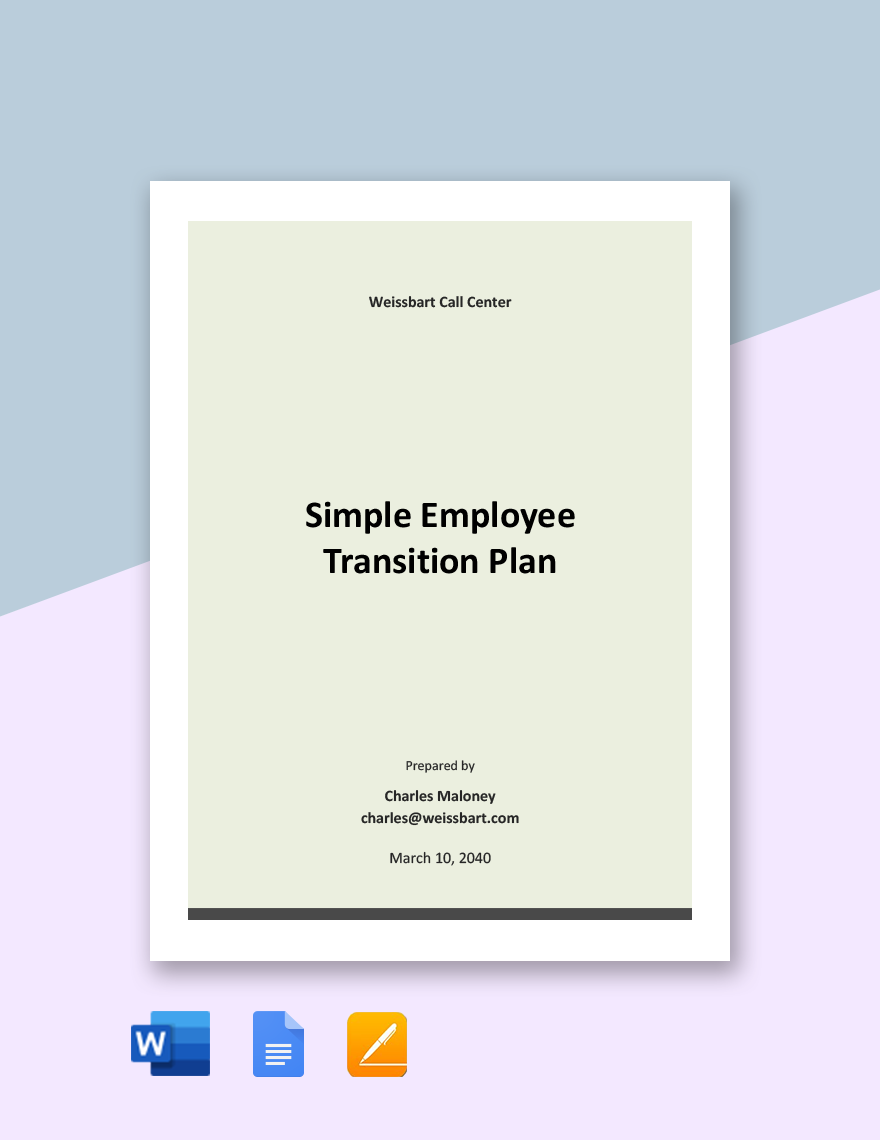 Simple Employee Transition Plan Template in Google Docs, Word, Pages - Download | Template.net