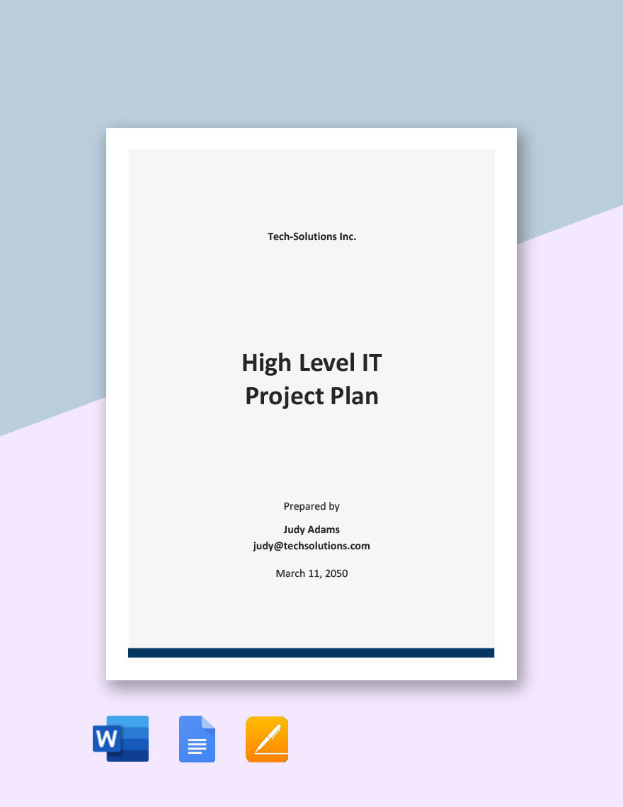 High Level IT Project Plan Template in Word, Google Docs, Apple Pages