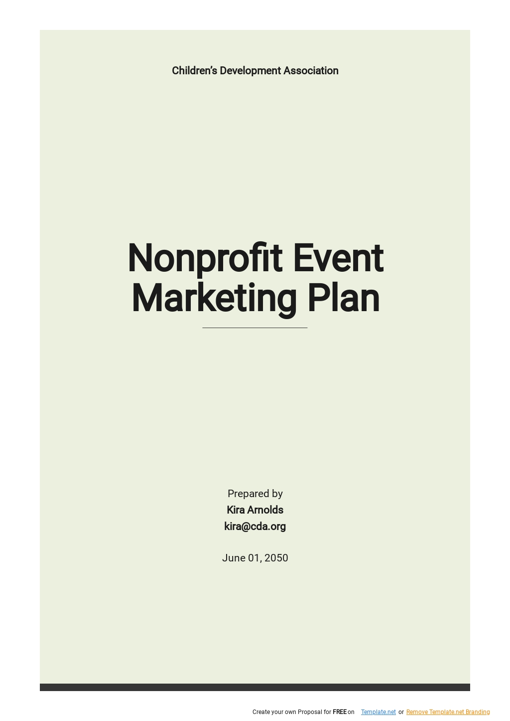 Nonprofit Event Marketing Plan Template