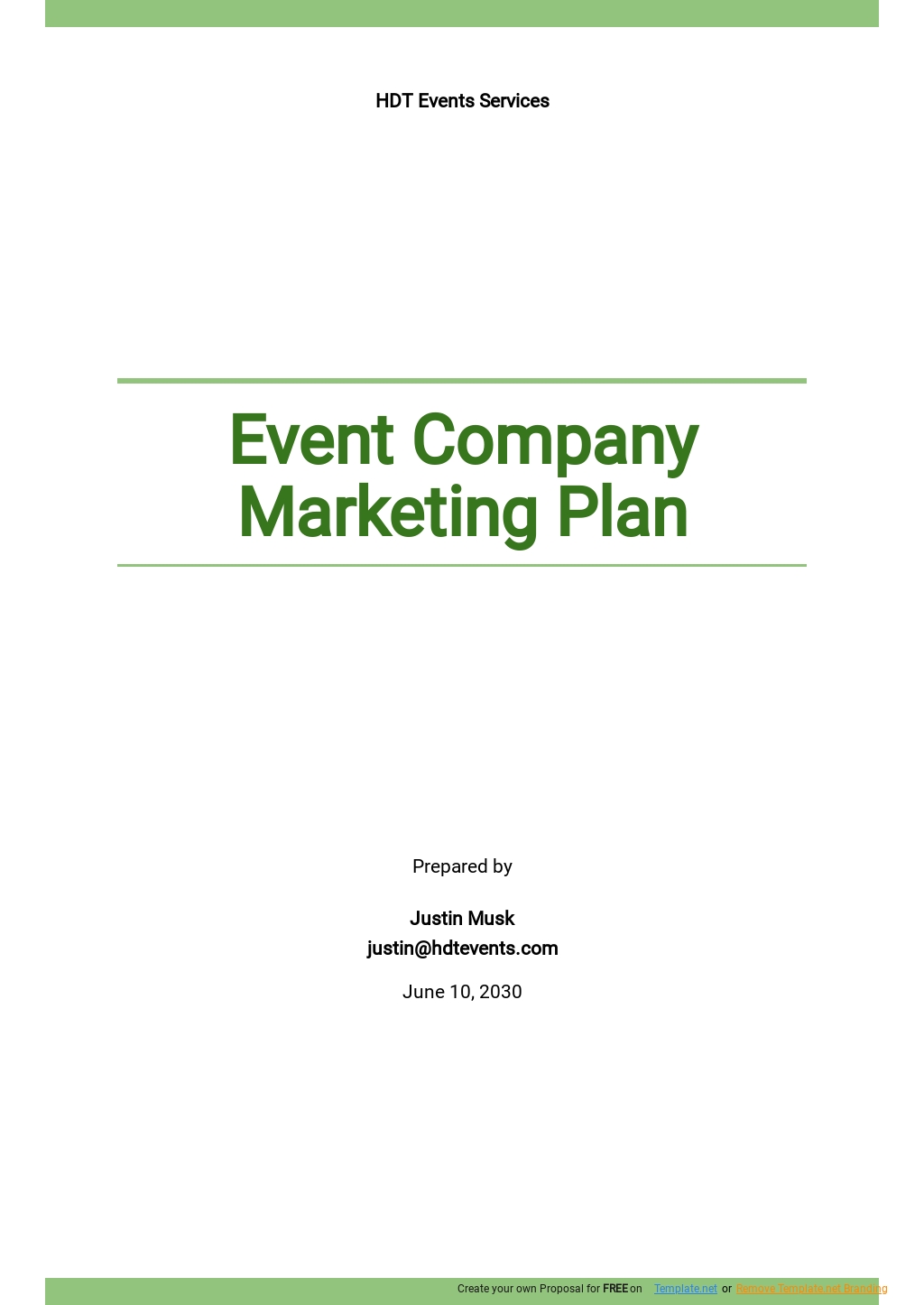 Event Company Marketing Plan Template