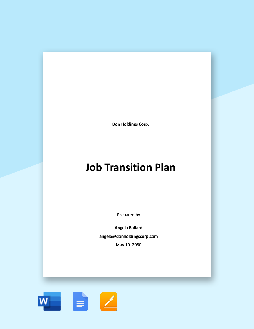 Sample Job Transition Plan Template