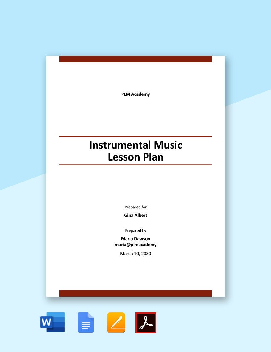 Instrumental Music Lesson Plan Template