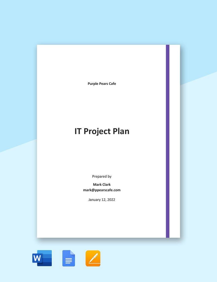 Basic IT Project Plan Template in Word, Google Docs, Apple Pages