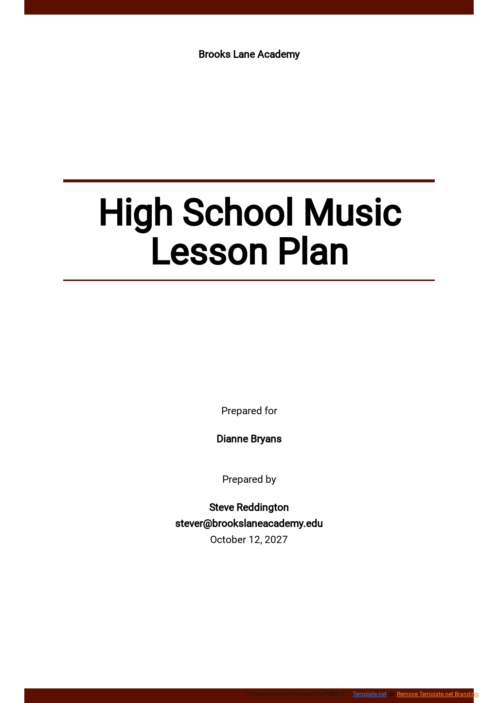 High School Music Lesson Plan Template