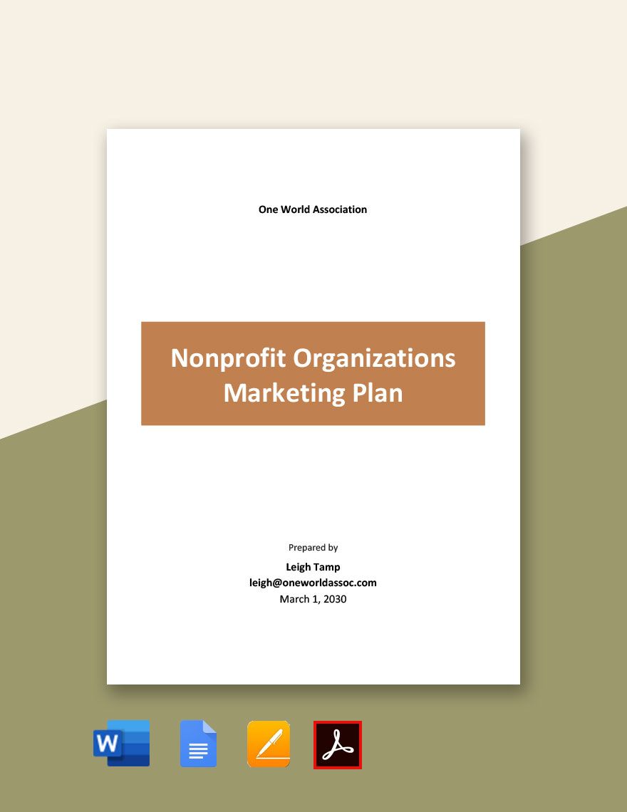 Nonprofit Organizations Marketing Plan Template