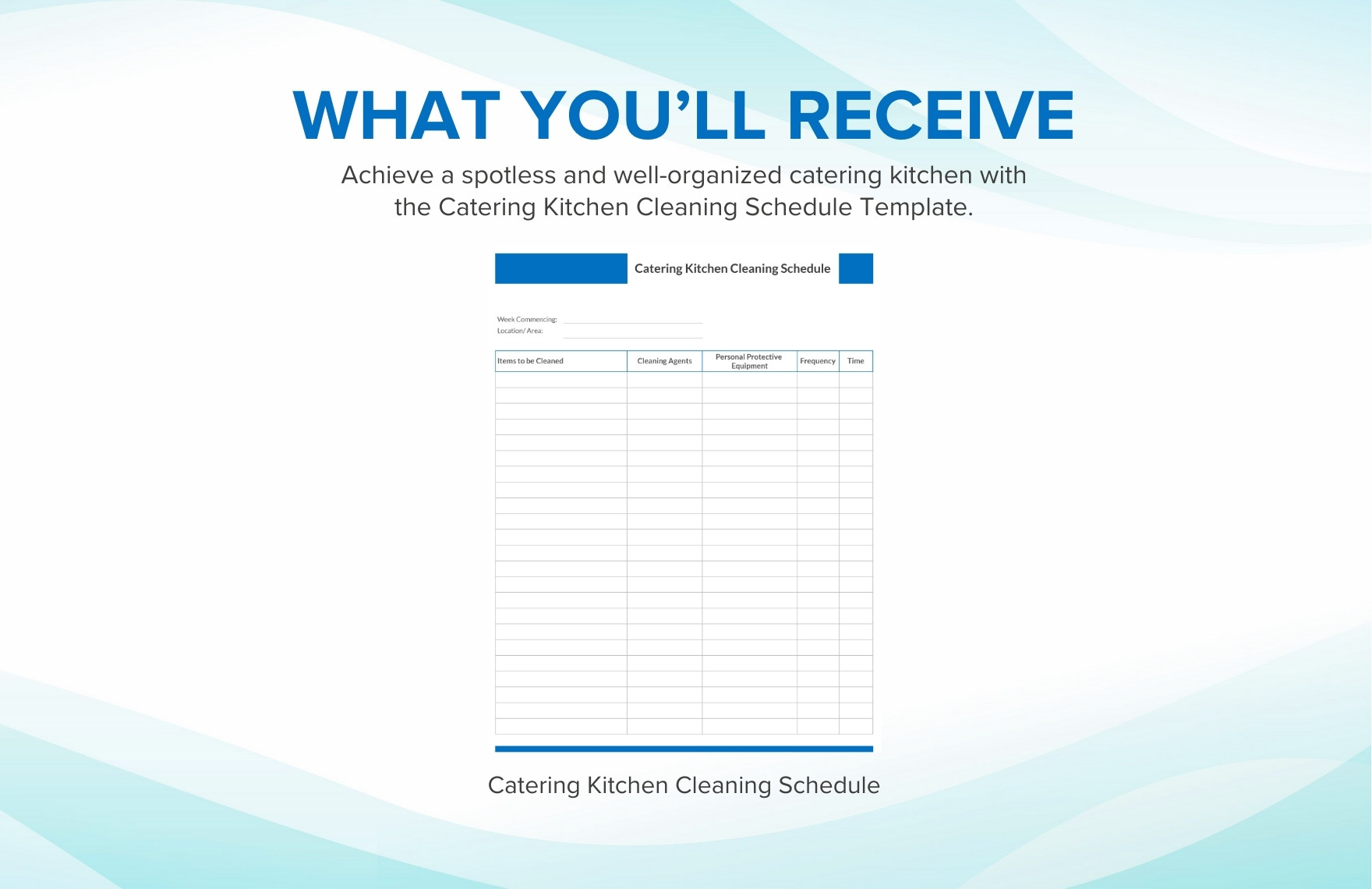 Catering Kitchen Cleaning Schedule Template in Word, Excel, Numbers ...
