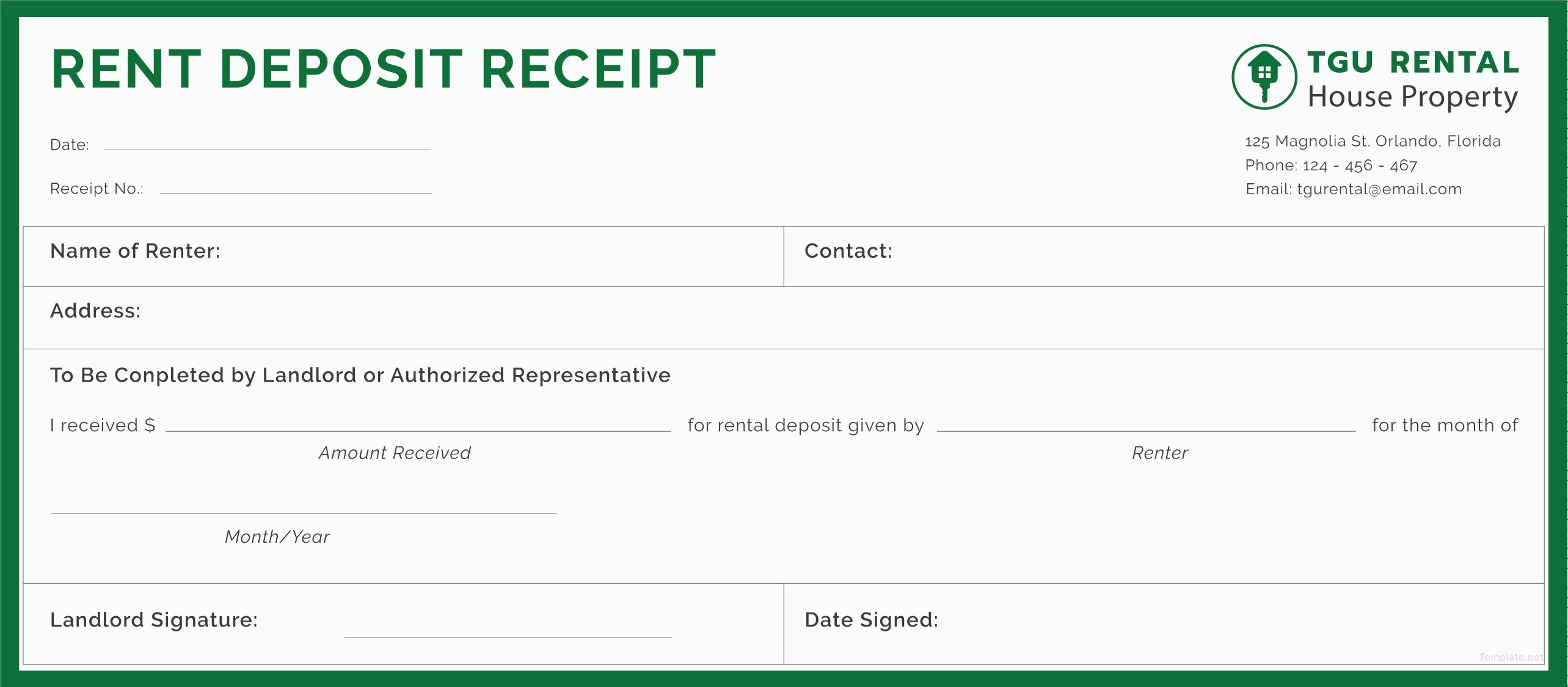 Free Rent Deposit Receipt Template in Adobe Illustrator, Microsoft Word, Excel, Apple Pages
