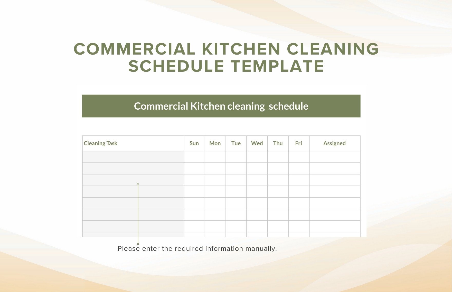 Commercial Kitchen Cleaning Schedule Template