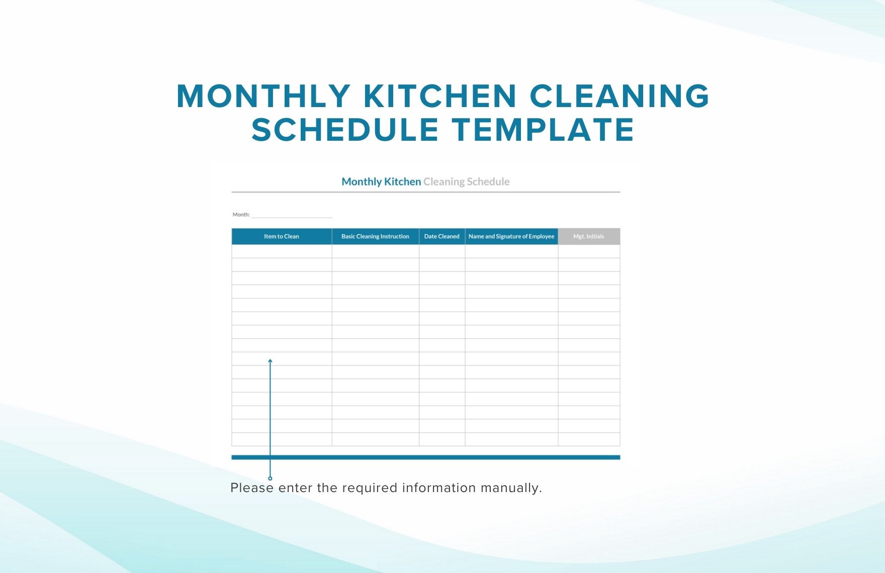 Monthly Kitchen Cleaning Schedule Template