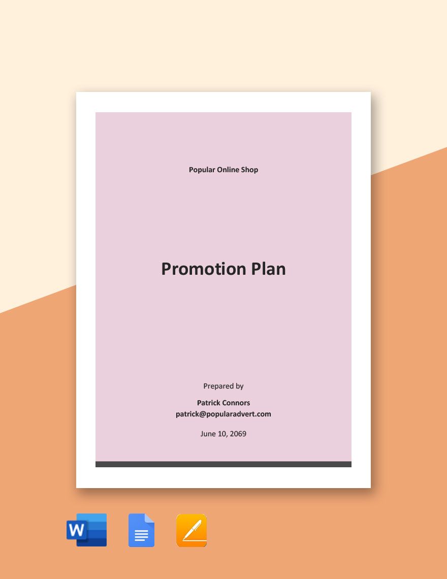 Promotion Plan Template