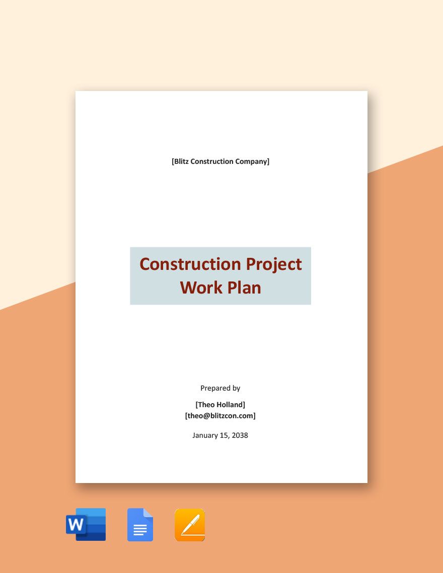 Construction Project Work Plan Template