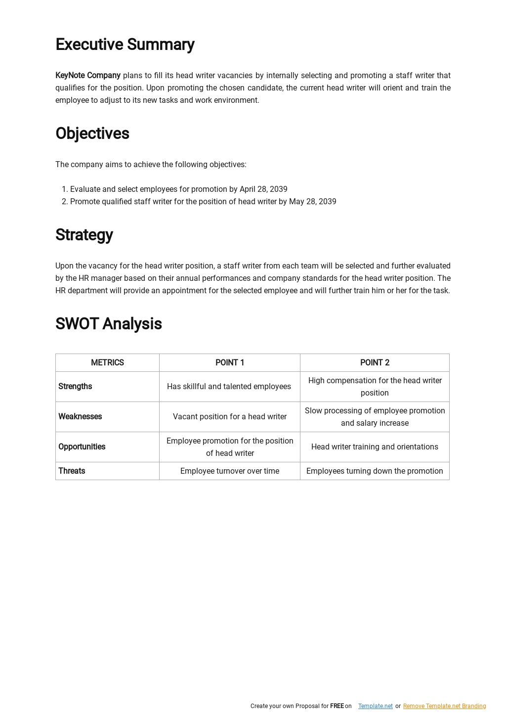 Employee Promotion Plan Template [Free PDF] Google Docs, Word