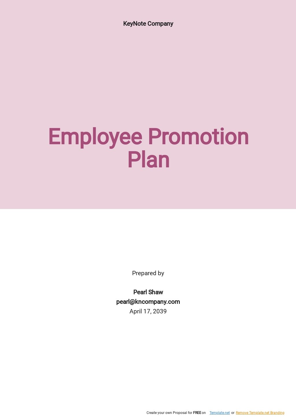 Employee Promotion Plan Template