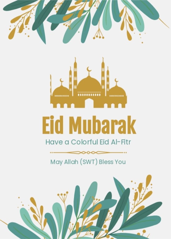 Floral Eid Al Fitr Card Template
