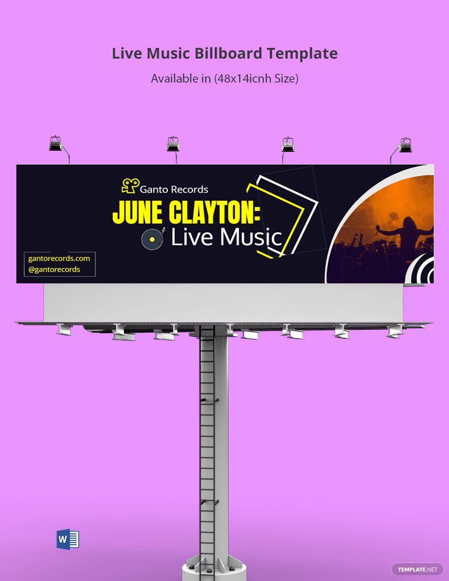 Live Music Billboard Template in Word, Google Docs, Publisher