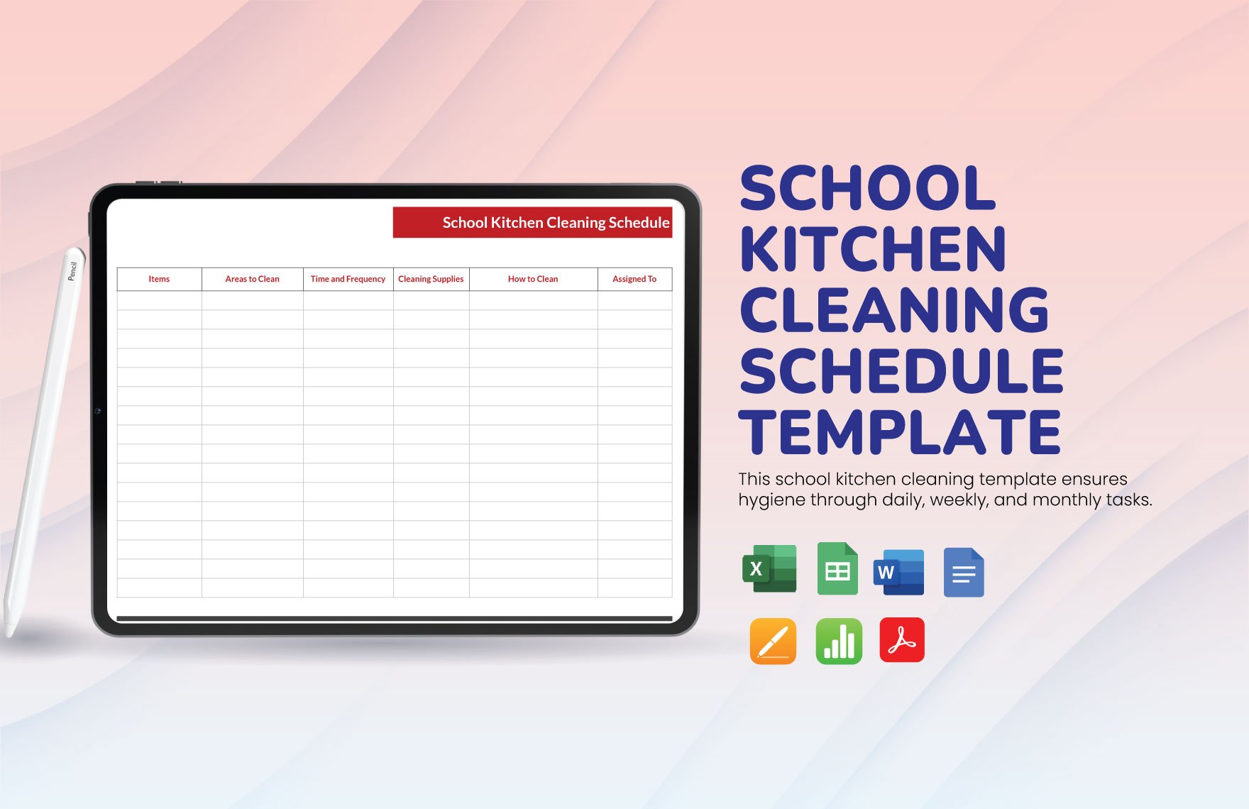 School Kitchen Cleaning Schedule Template